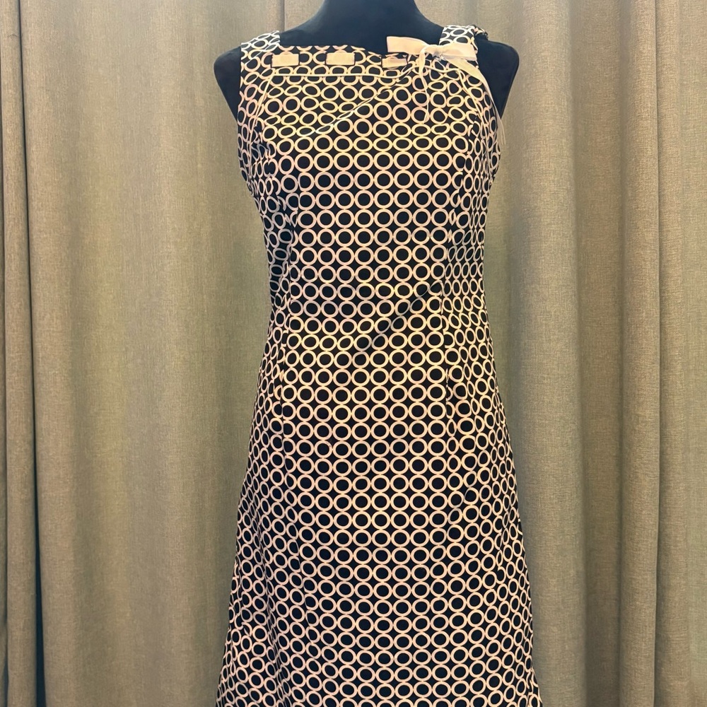 Karin Stevens Black and White Sheath Midi Dress Sleeveless Bateau